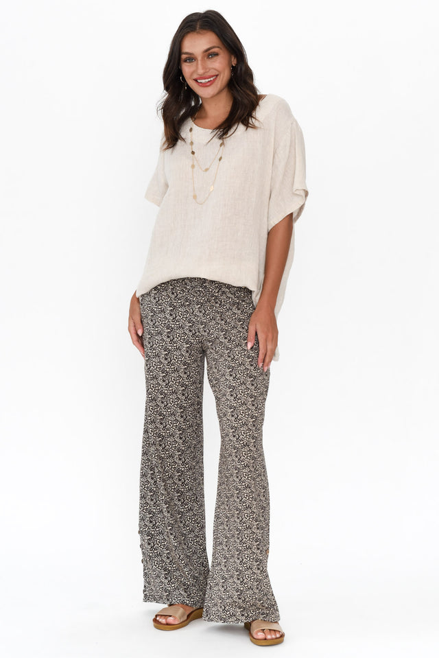 Angelica Brown Abstract Cotton Shirred Pants image 4