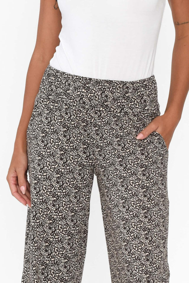 Angelica Brown Abstract Cotton Shirred Pants image 7