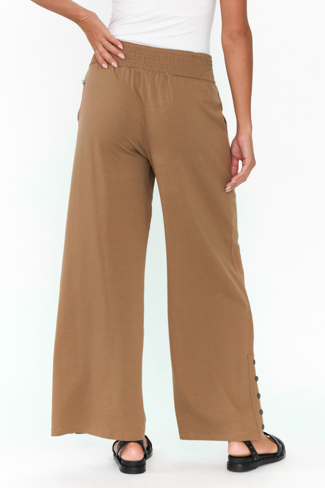 Angelica Mocha Cotton Shirred Pants image 5