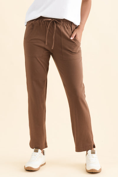 Angie Brown Cotton Drawstring Pants