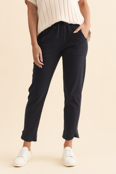 Angie Navy Cotton Drawstring Pants