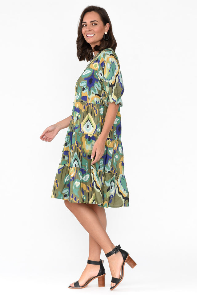 Anielle Emerald Abstract Tier Dress