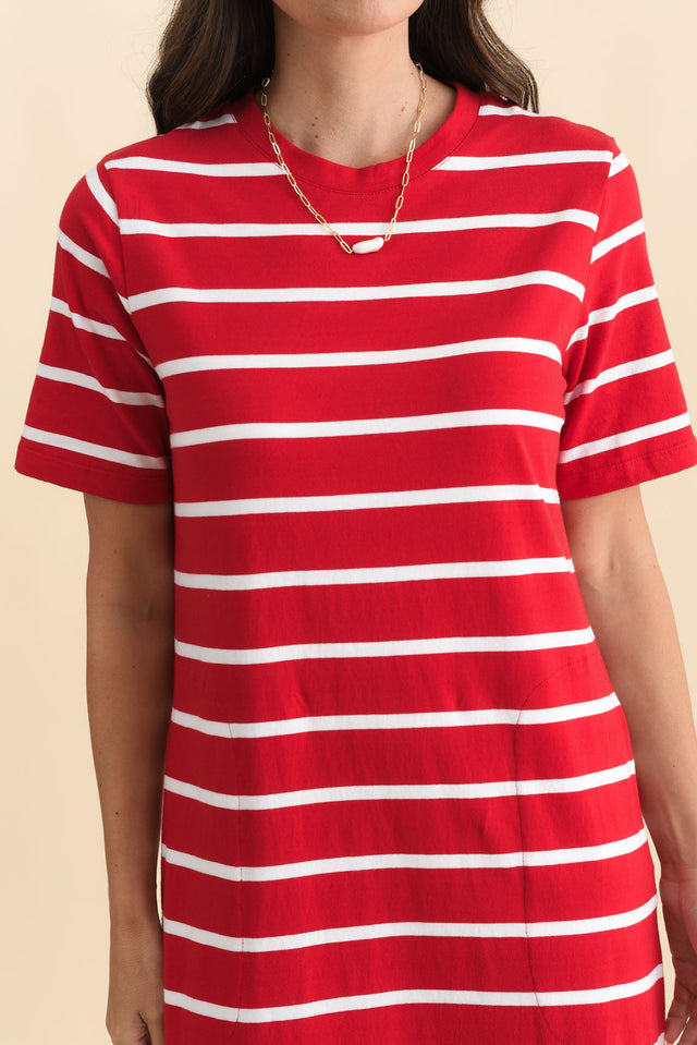 Annaleigh Crimson Stripe Pocket Dress,Brunette model,alt text|model:MJ image 6