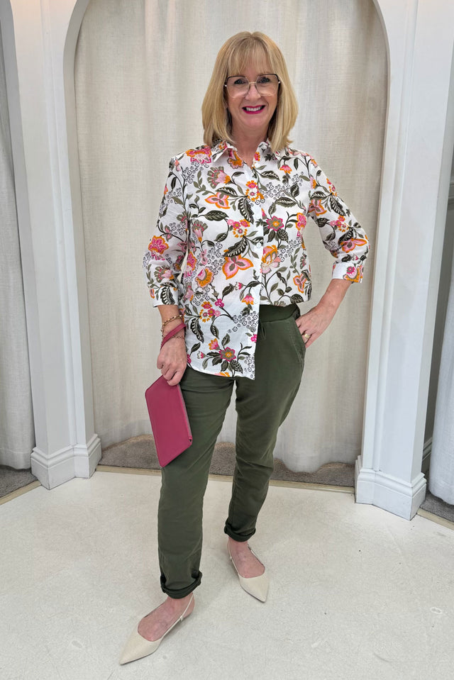 Lilah White Garden Cotton 3/4 Sleeved Shirt image 7