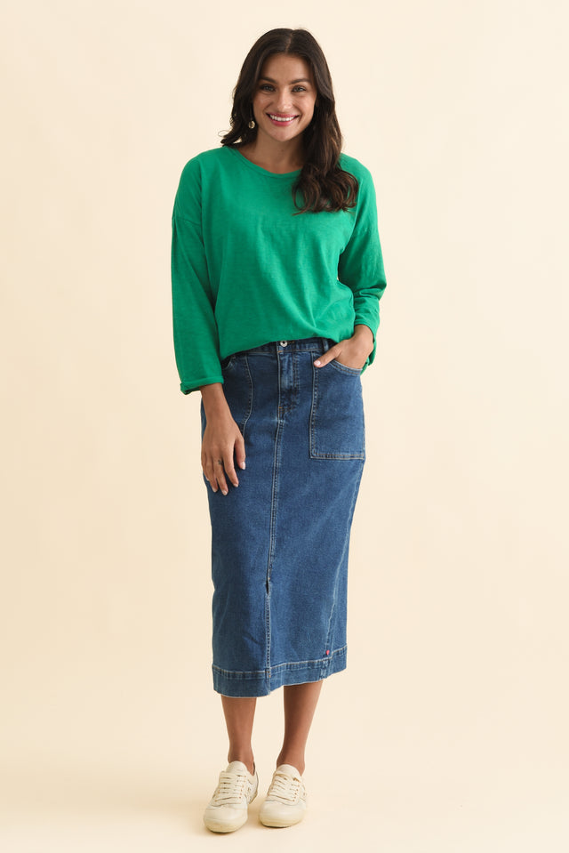 Annie Forest Green Cotton Top,Brunette model,alt text|model:Brontie image 7