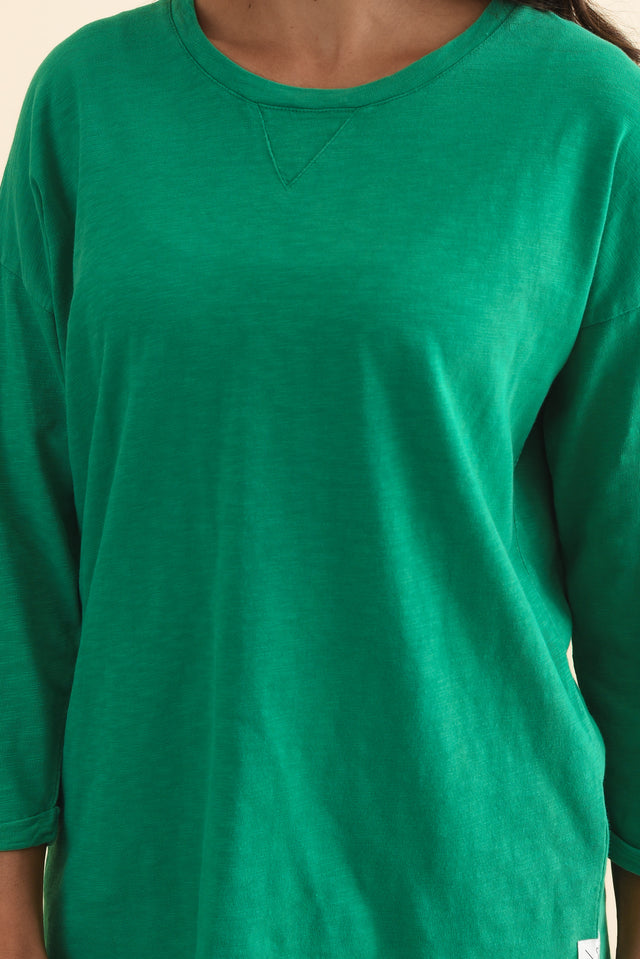 Annie Forest Green Cotton Top,Brunette model,alt text|model:Brontie image 6