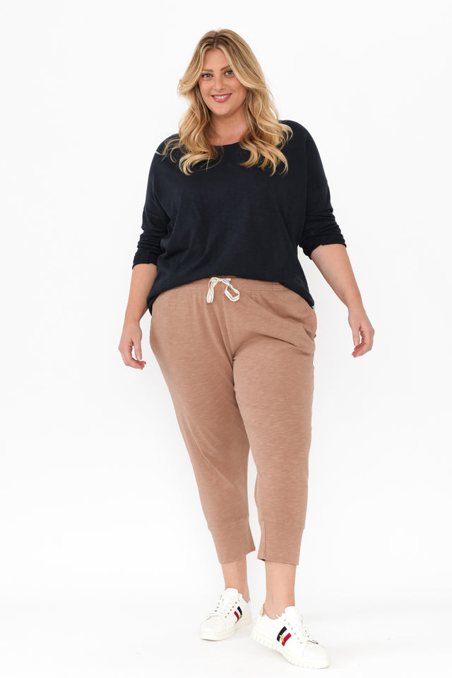 Fundamental Brunch Mocha Cotton Sweatpants,Blonde model,alt text|model:Caitlin image 11
