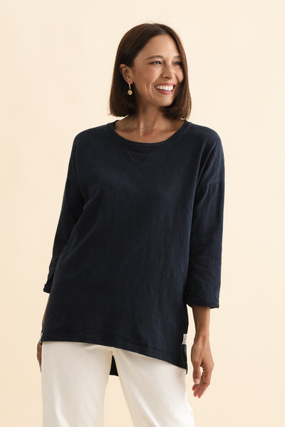 Annie Navy Cotton Top