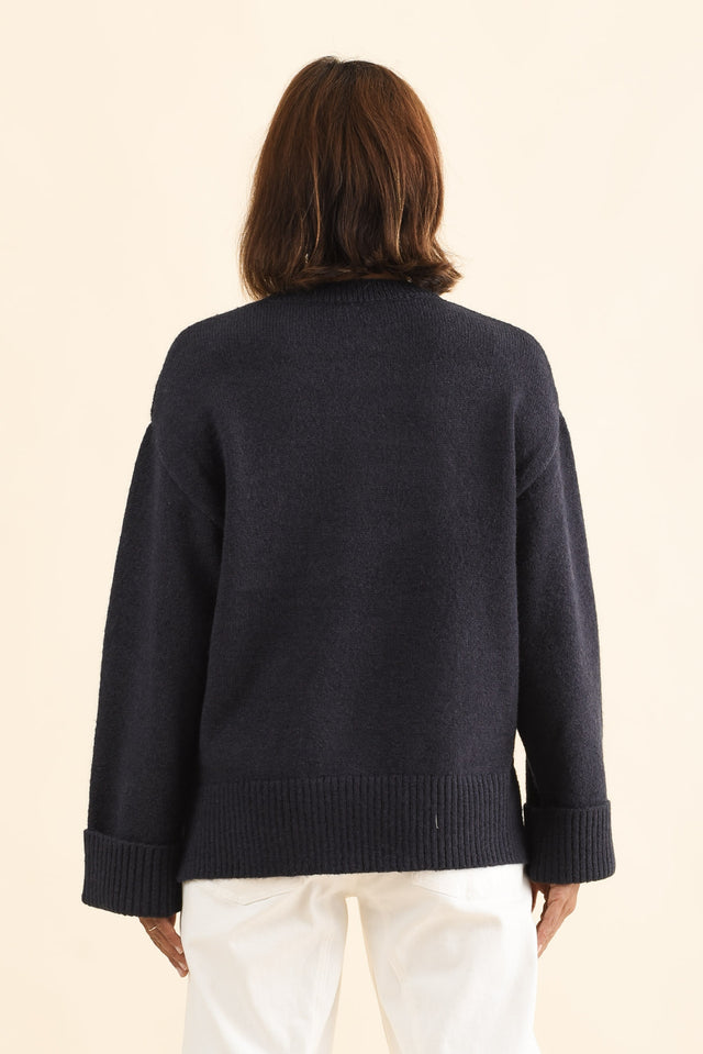 Annie Navy Terrier Sweatshirt,Back,Brunette model,alt text|model:Cara image 4