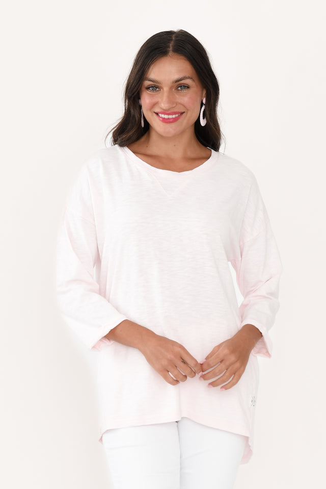 Annie Pink Cotton Top,Brunette model,alt text|model:Brontie image 1