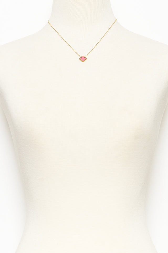 Anora Pink Clover Necklace