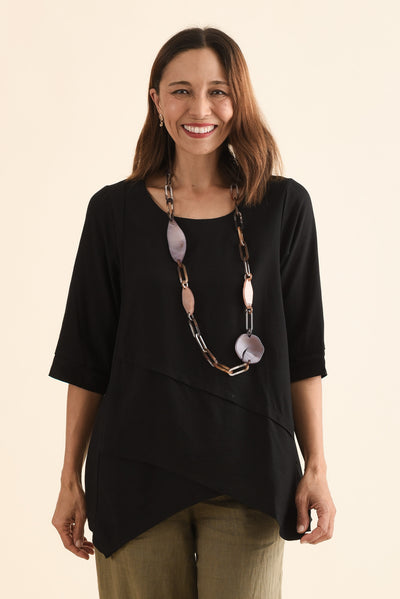 Anya Black Linen Cotton Top