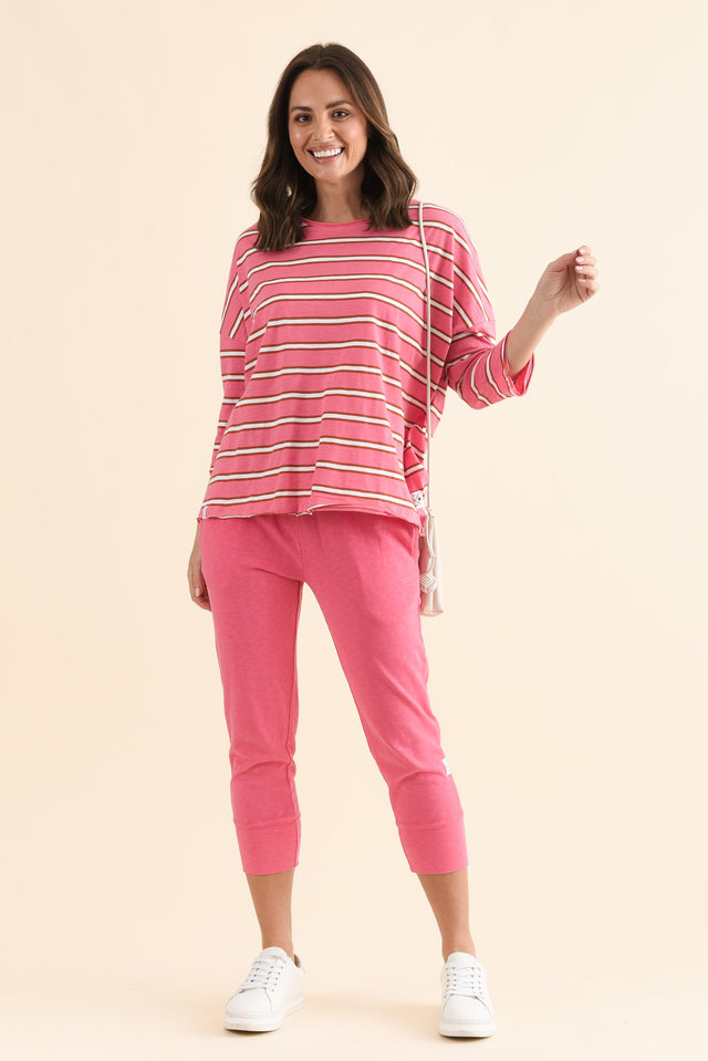Anya Melon Stripe Cotton Top,Full Body,Brunette model,alt text|model:MJ image 2