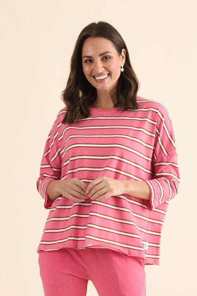 Arielle Melon Stripe Cotton Top