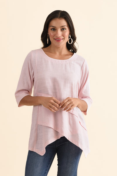 Anya Light Pink Linen Cotton Top