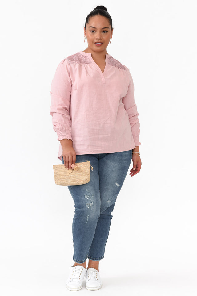 April Blush Cotton V Neck Top