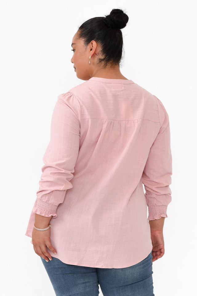 April Blush Cotton V Neck Top