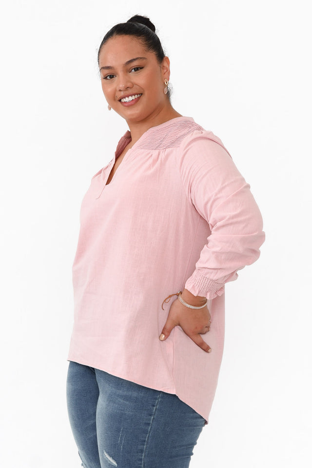 April Blush Cotton V Neck Top