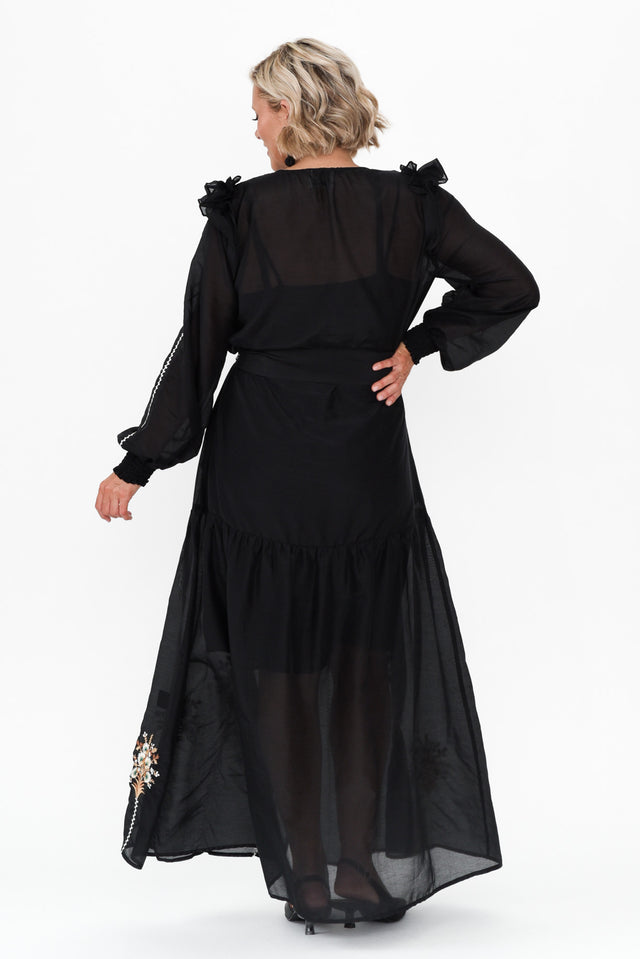 Aquila Black Embroidered Cotton Silk Dress image 5