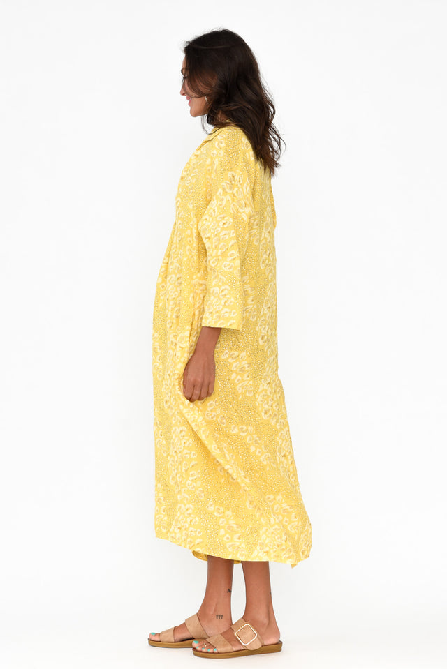 Aralina Yellow Abstract Collared Dress