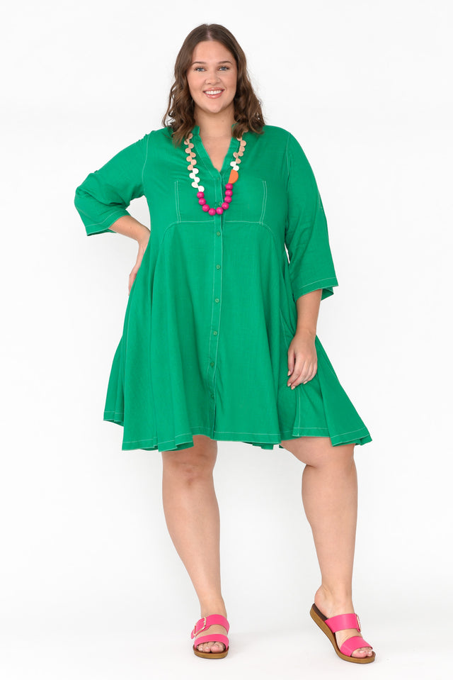 Argon Green Contrast Stitch Dress banner image