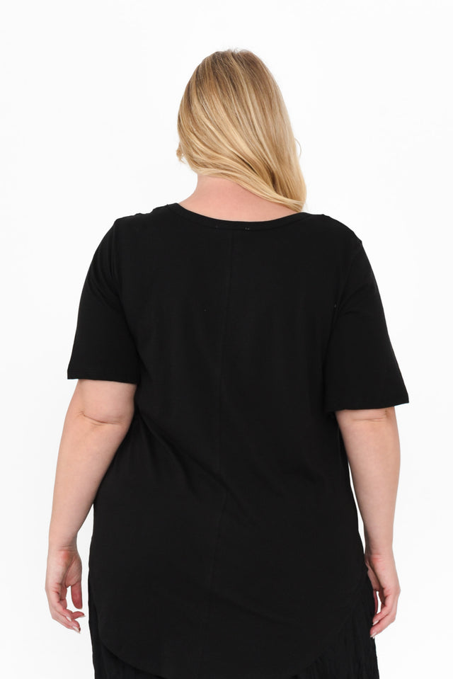 Ariana Black Cotton Tee,Blonde model,alt text|model:Caitlin image 11