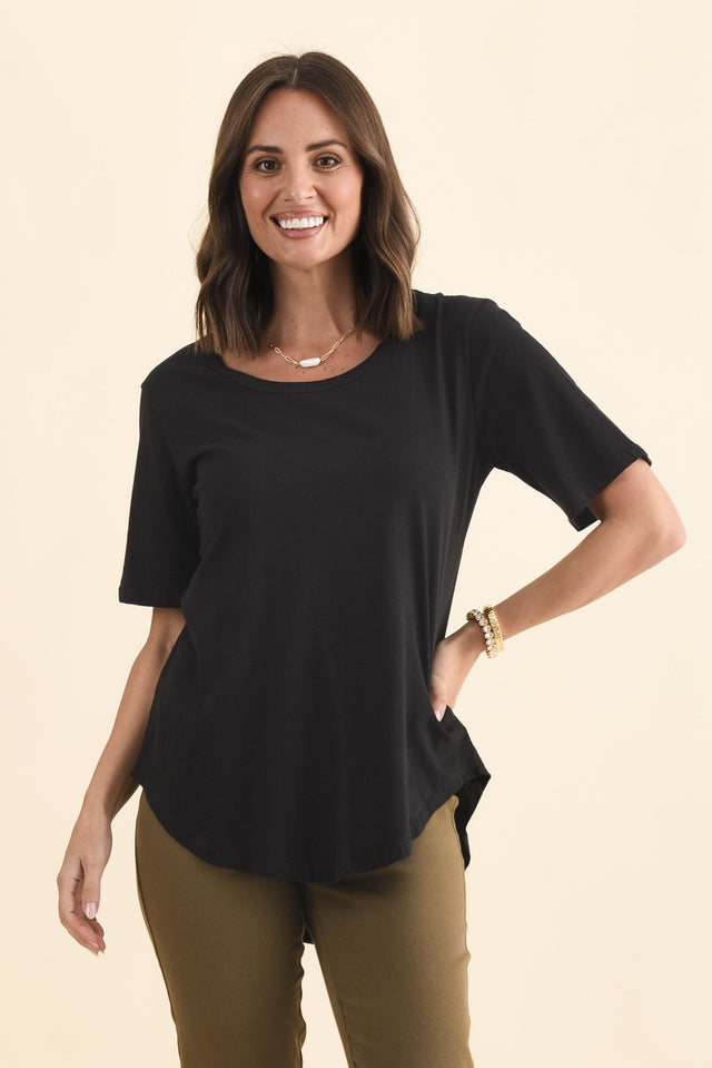 Ariana Black Cotton Tee,Lifestyle