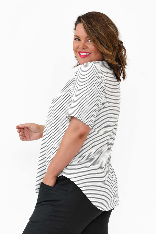 Ariana Black Stripe Cotton Tee