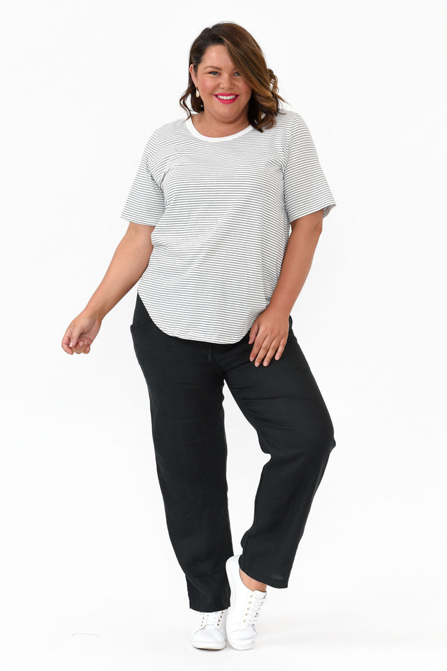 Ariana Black Stripe Cotton Tee