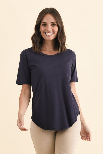 Ariana Navy Cotton Tee