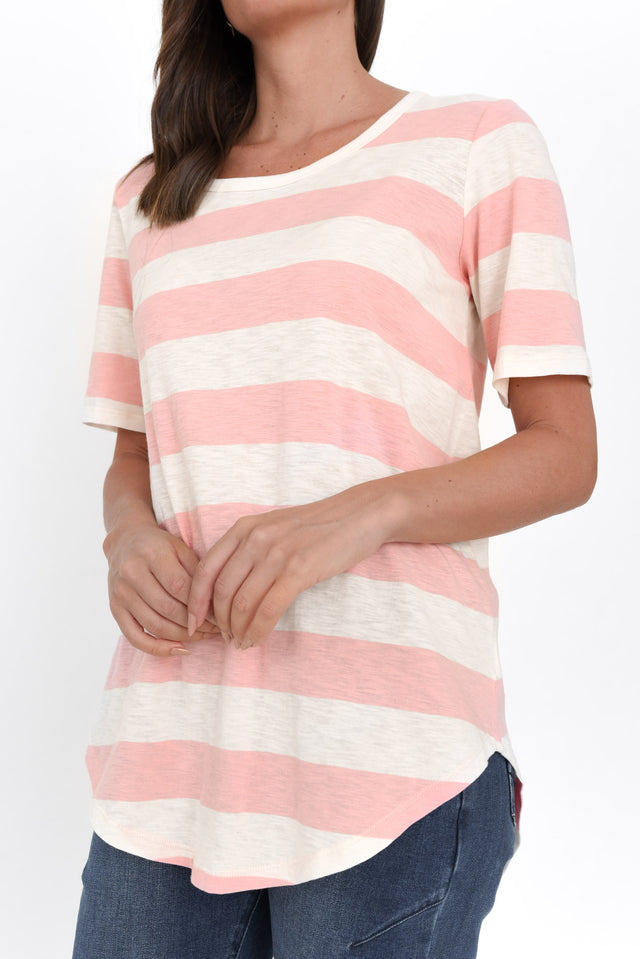 Ariana Pink Stripe Cotton Tee image 6