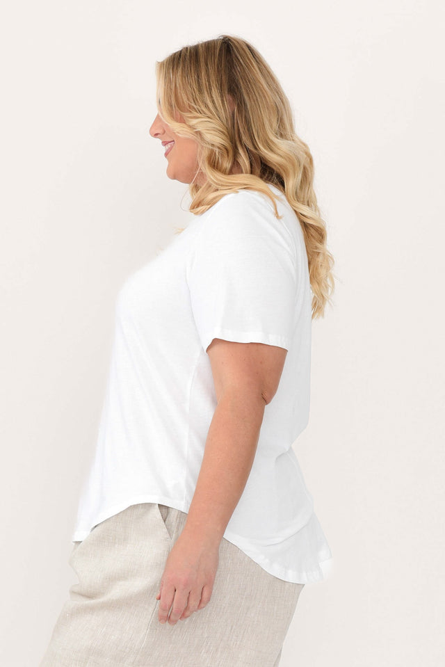 Ariana White Cotton Tee,Blonde model,alt text|model:Caitlin image 11