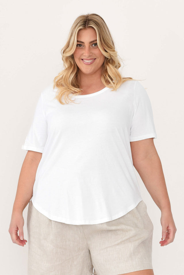 Ariana White Cotton Tee,Blonde model,alt text|model:Caitlin image 9