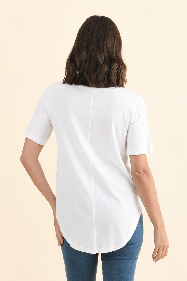Ariana White Cotton Tee,Brunette model,alt text|model:MJ image 6