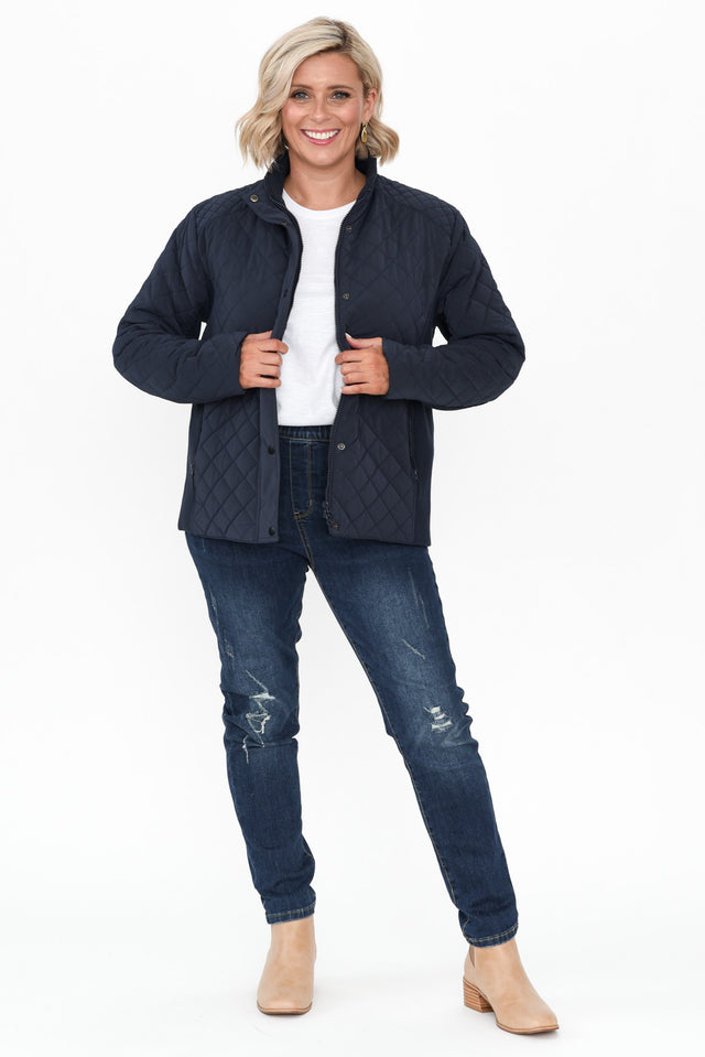 Asena Navy Quilted Puffer Jacket image 8