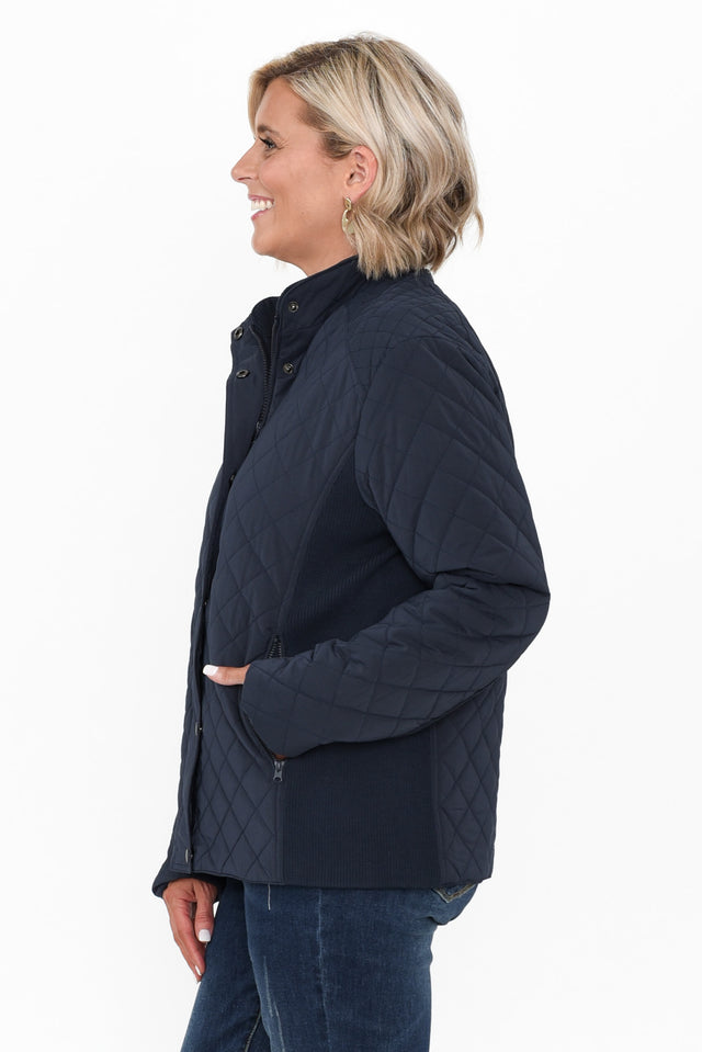 Asena Navy Quilted Puffer Jacket