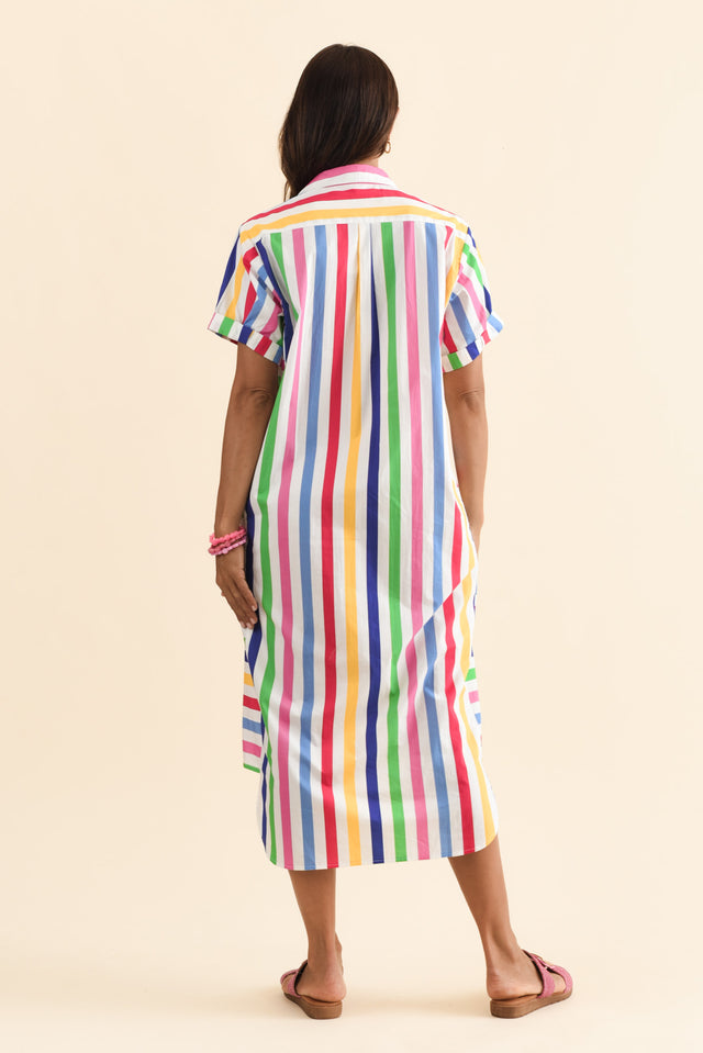 Ashley White Stripe Cotton Shirt Dress,Brunette model,alt text|model:Cara image 5
