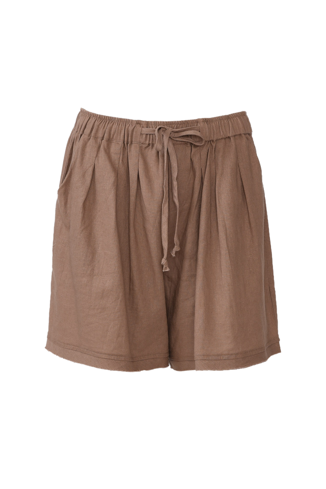 Ashlyn Chocolate Linen Blend Shorts image 3