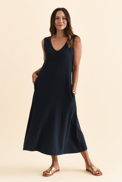 Aspen Navy Pocket Sleeveless Dress