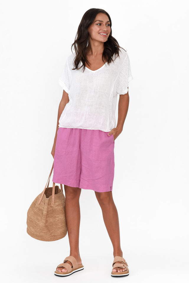 Aster Pink Linen Shorts image 3
