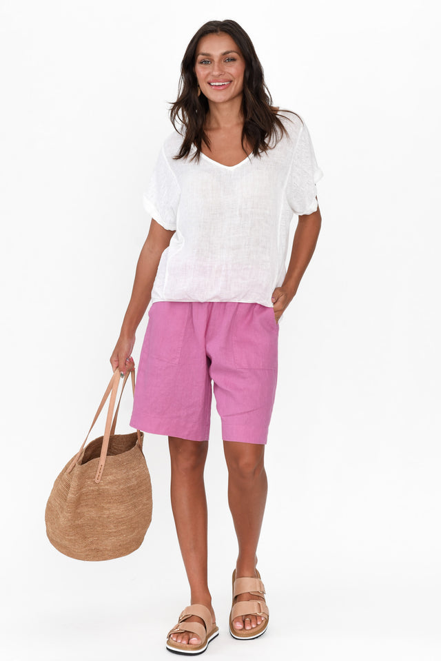 Aster Pink Linen Shorts image 7