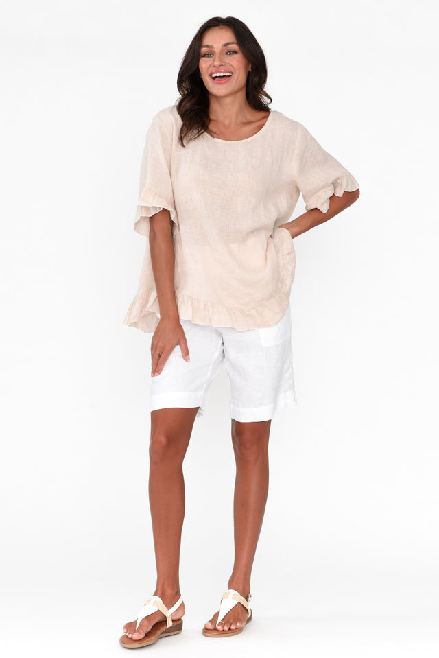 Aster White Linen Shorts image 3