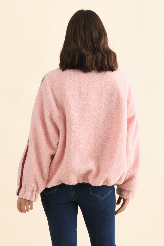 Aubrey Pink Fleece Jacket,Brunette model,alt text|model:MJ image 4