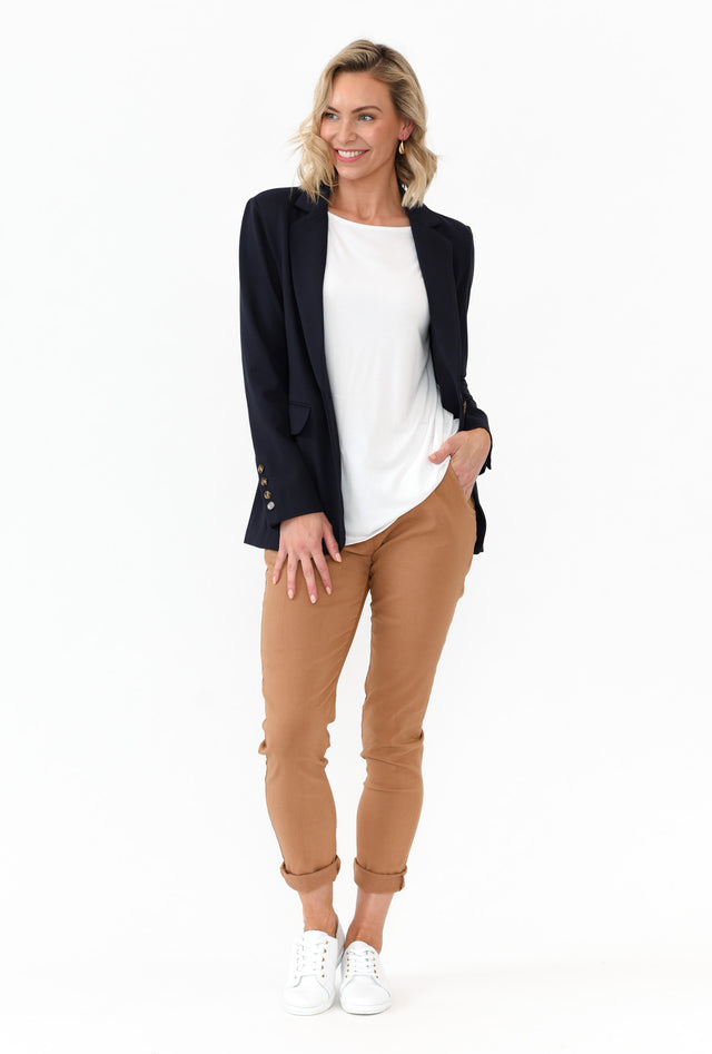 Audra Navy Fitted Stretch Blazer