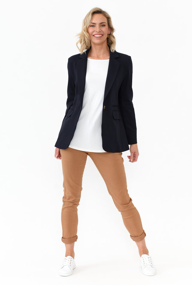 Audra Navy Fitted Stretch Blazer