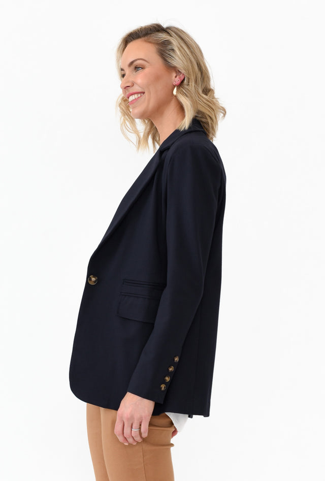 Audra Navy Fitted Stretch Blazer