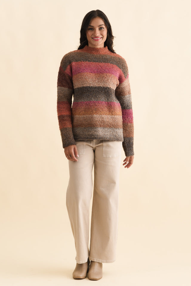 Augie Orange Stripe Knit Jumper,Brunette model,alt text|model:Brontie image 8