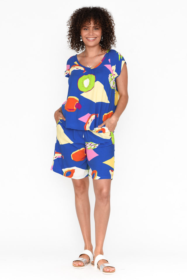 Aurora Cobalt Fruity Short Sleeve Top image 7