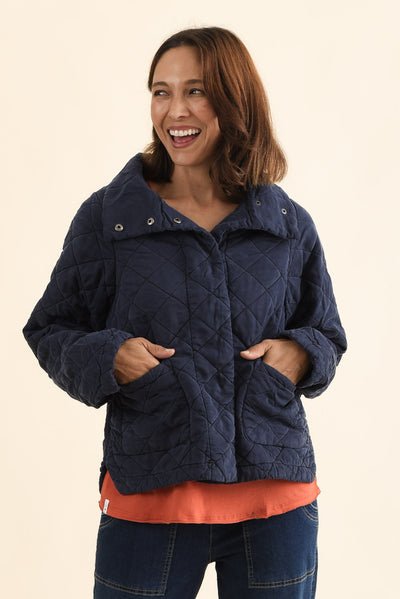 Aurora Navy Quilted Jacket