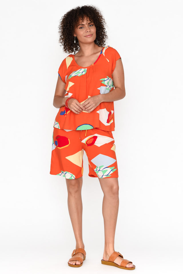 Aurora Orange Fruity Short Sleeve Top image 2